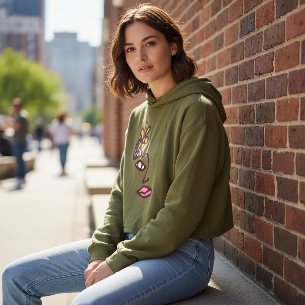 Target Pride Blu BlackBoyBe Olive Green Graphic Cropped Hoodie Sweatshirt Small‎